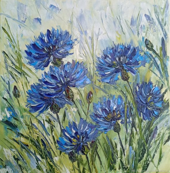 Васильки живопись маслом