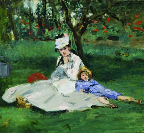 «Семья Моне в саду», Моне, 1874,