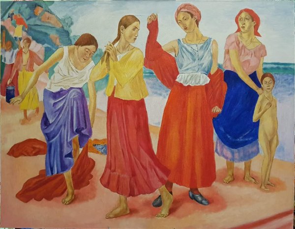 Девушки на Волге Петров-Водкин