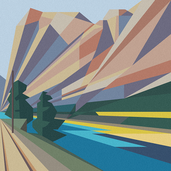 Пейзаж из геометрических фигур