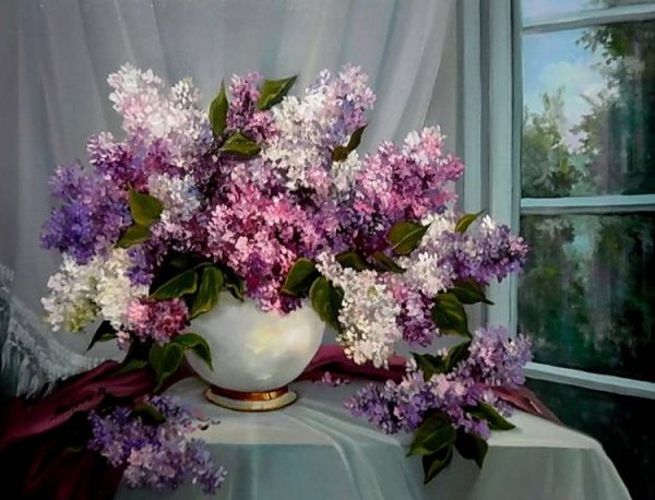 Сирень в вазе картина