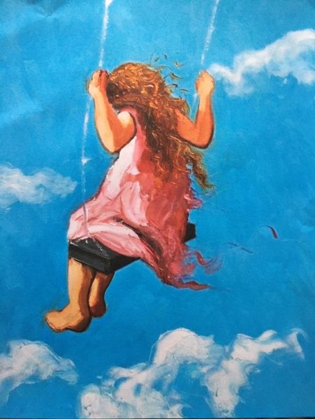 Картина девочка на качелях