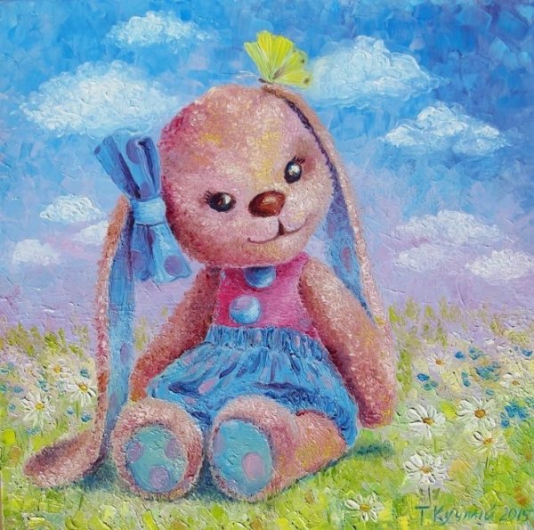 Зайчик пастелью для детей