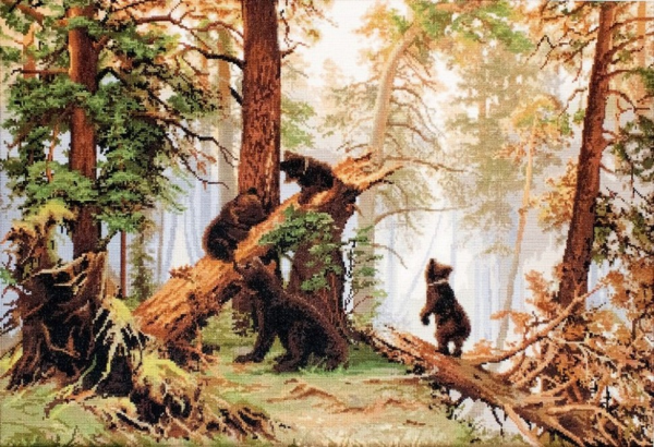 Иван Шишкин, Константин Савицкий. Утро в Сосновом лесу. 1889.