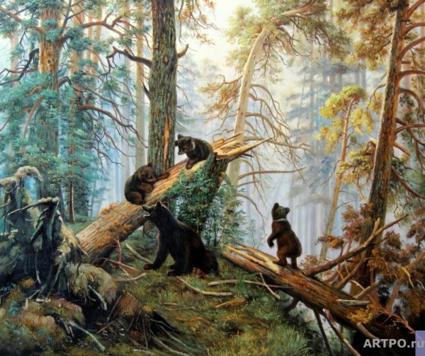 Иван Шишкин, Константин Савицкий. Утро в Сосновом лесу. 1889.