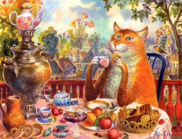 Чаепитие. (1913). Богданов-Бельский н.п.