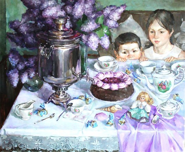 Борис Кустодиев чаепитие