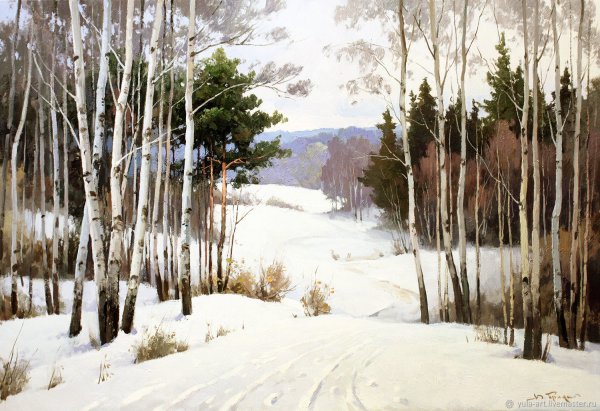 Зимний Солнечный пейзаж в живописи