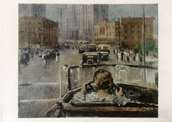 Картина девушка за рулем