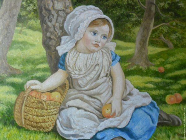 Девочка с яблоками картина художник