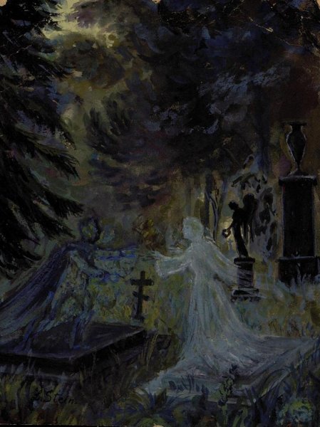 Картина Новогодняя ночь на кладбище