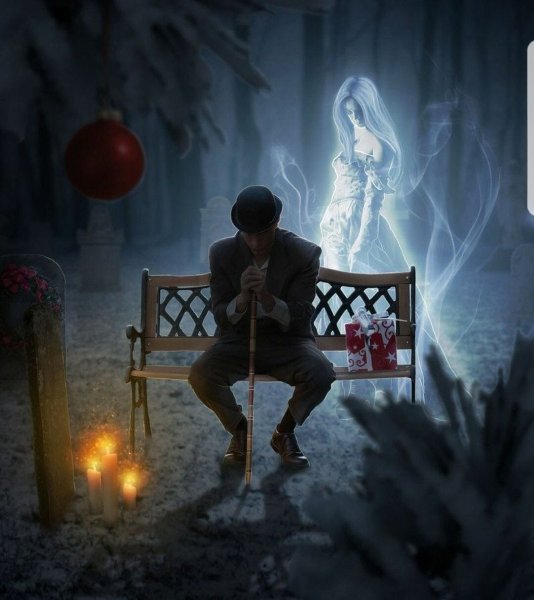 Призрак на кладбище арт