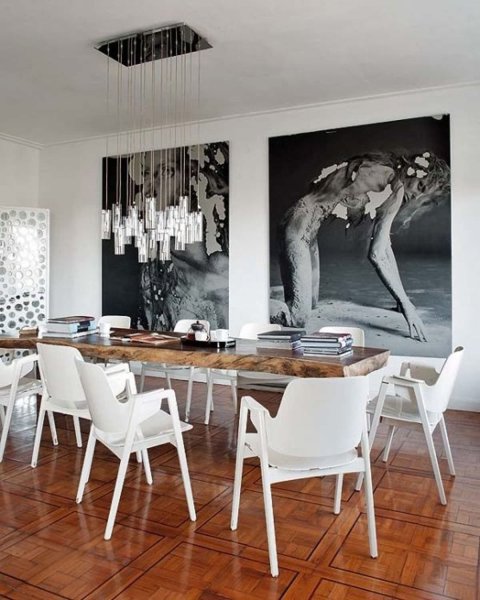 Современная живопись в интерьере столовой