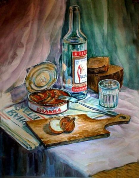 Картина в водкой и килькой
