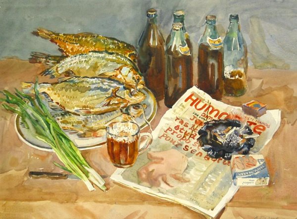 Натюрморт с бутылкой водки