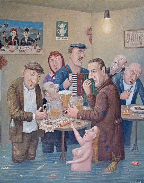 Натюрморт с водкой и селедкой