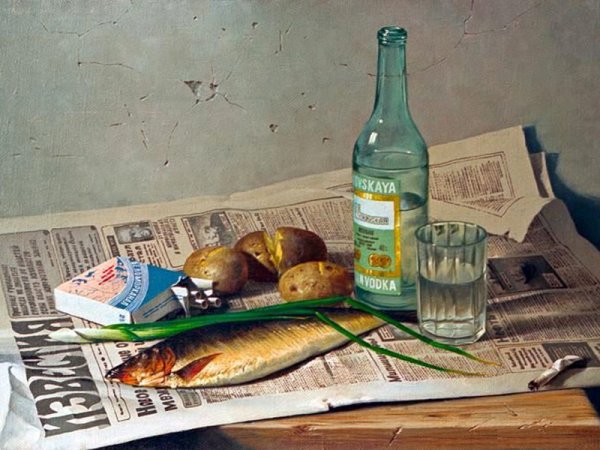 Натюрморт с икрой и водкой