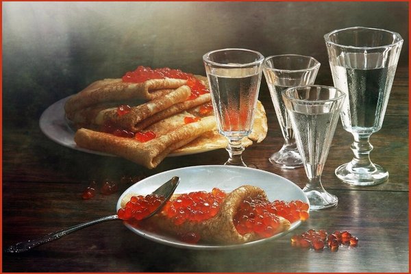 Деревенский стол с закуской