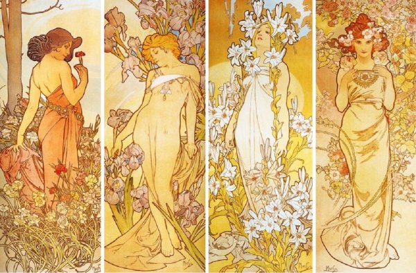 Альфонс Муха четыре цветка