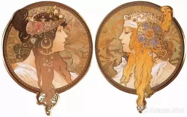 Альфонс Муха. «Голова византийки. Блондинка», 1897