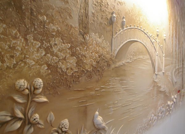 Объемная роспись стен в интерьере