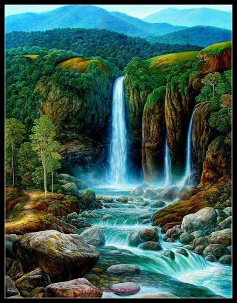 Пейзаж водопад