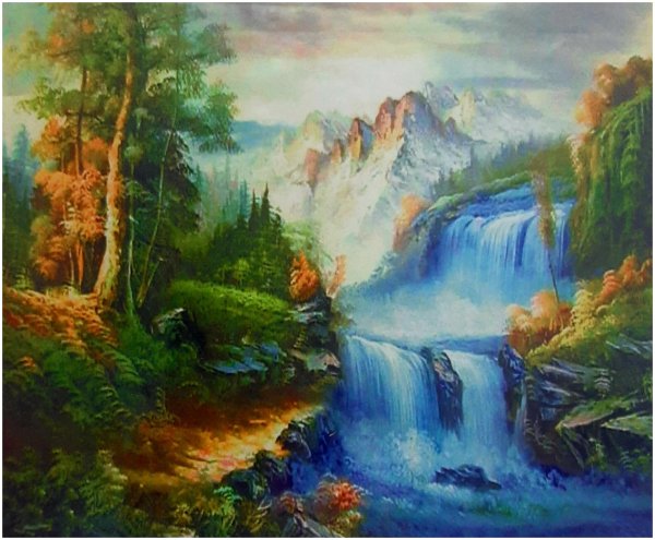 Алмазная мозаика горный водопад 40х50