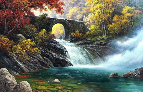 Пейзаж водопад