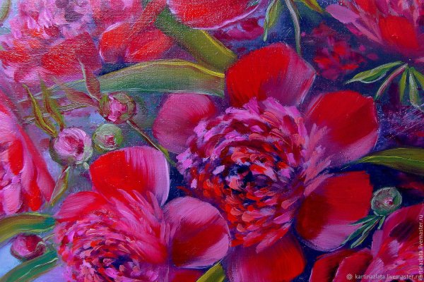 Картина пионы маслом на холсте