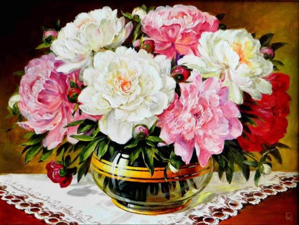 Картина пионы привлекают богатство