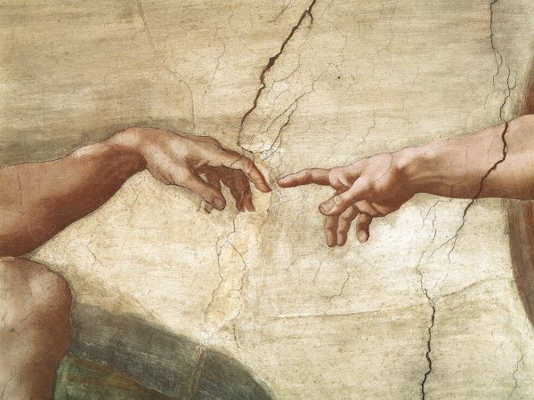 Микеланджело Сотворение Адама руки