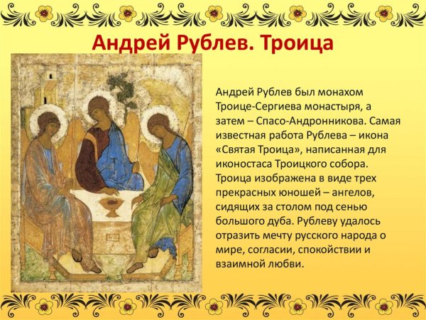 Рассказ о иконе Андрея Рублева Троица