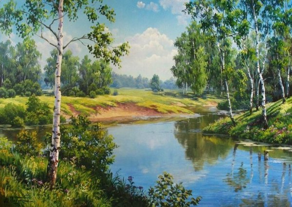 Игорь Прищепа березы у реки