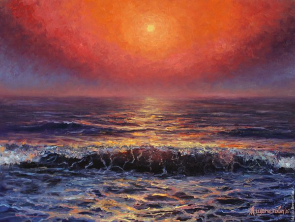 Живопись "закат на Рейне" Кокоек