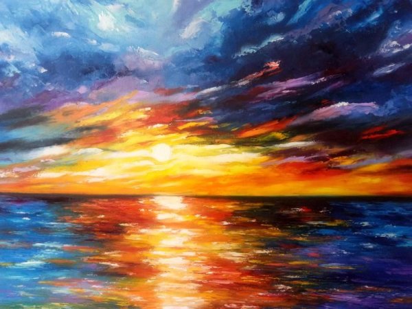 Морской закат маслом