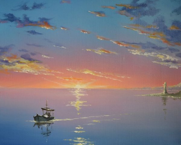 Морской пейзаж акрилом на холсте