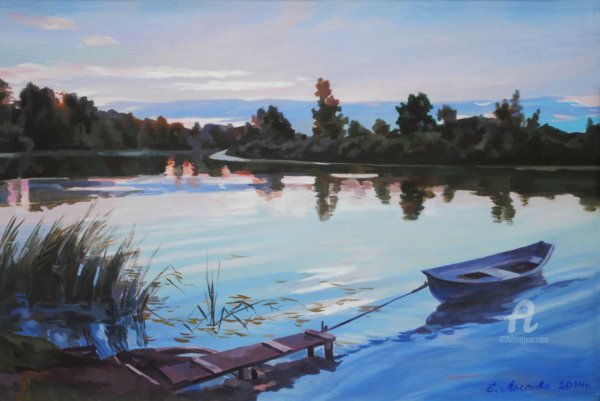 Река живопись маслом