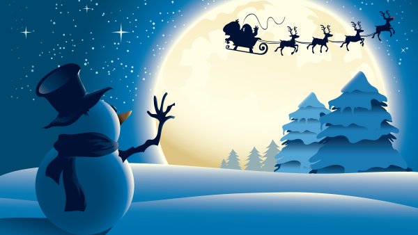 Дед Мороз летит на оленях