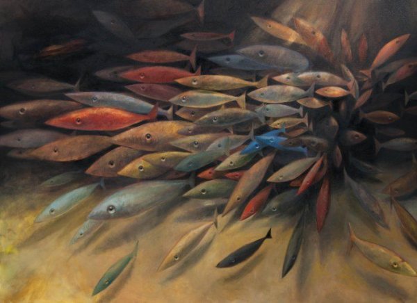 Абстракция рыбы в живописи