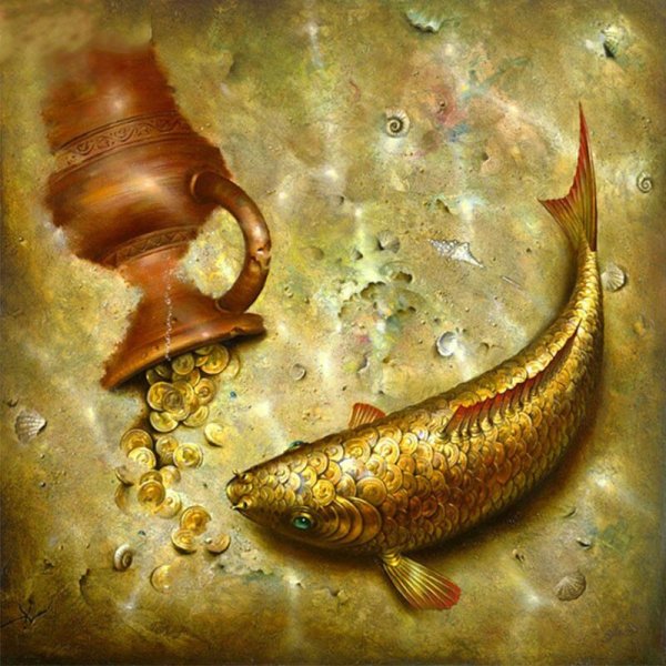 Алмазная мозаика Карп золотой