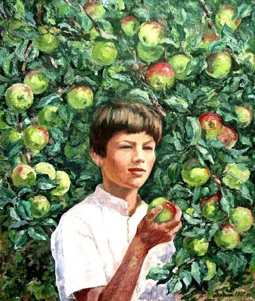 Девушка с яблоком