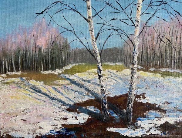 Александр Григорьев весенний пейзаж. Акрилом