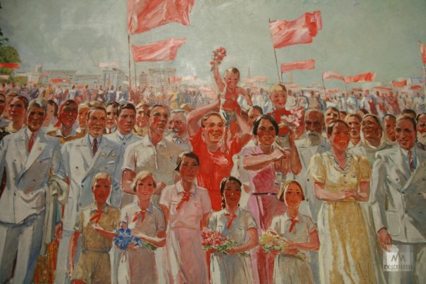 Исаак Бродский Первомайская демонстрация на проспекте 25 октября 1934