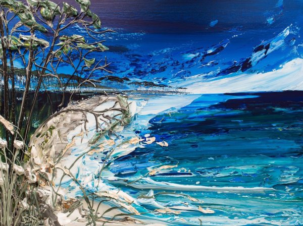 Акрил. Джастин Геффри. «Морской пейзаж»,