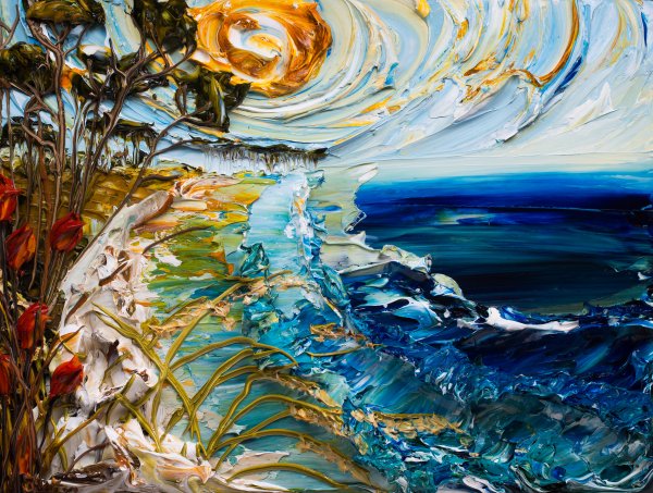 Картина маки мастихином художник Джастин Геффри