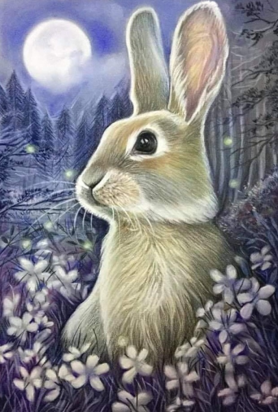 Заяц пастелью