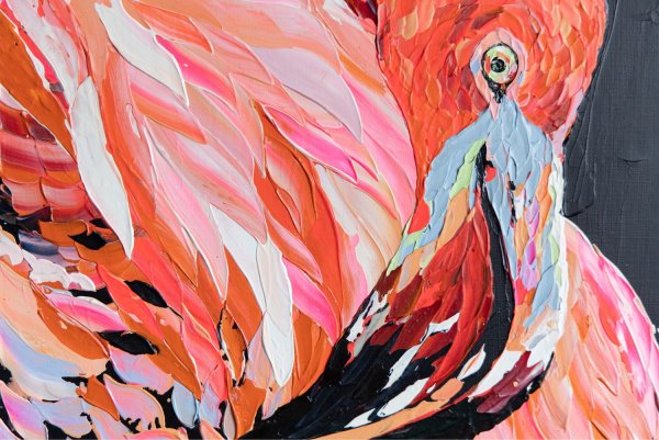 Картина Фламинго мастихином