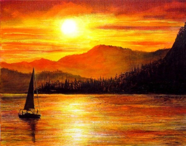 Закат живопись
