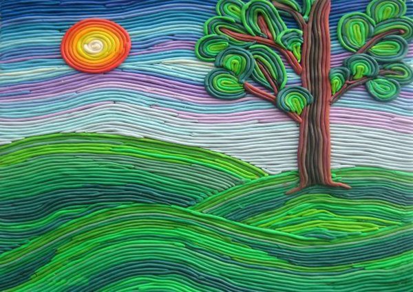 Композиции из жгутиков из пластилина