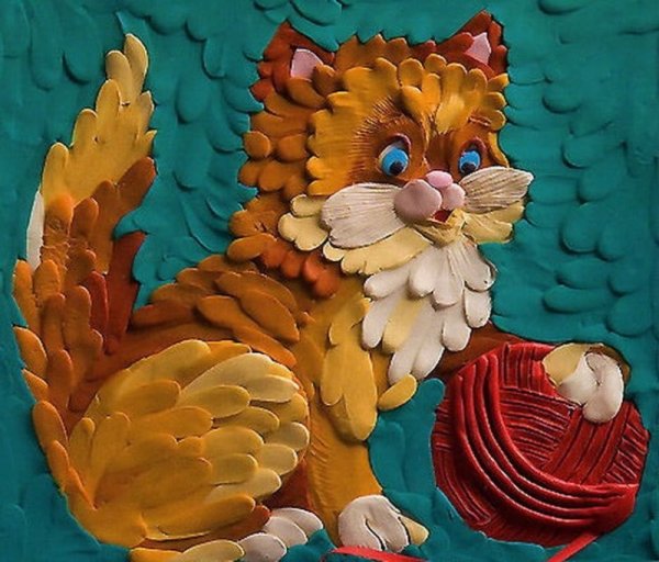Пластилиновая живопись Золотая рыбка